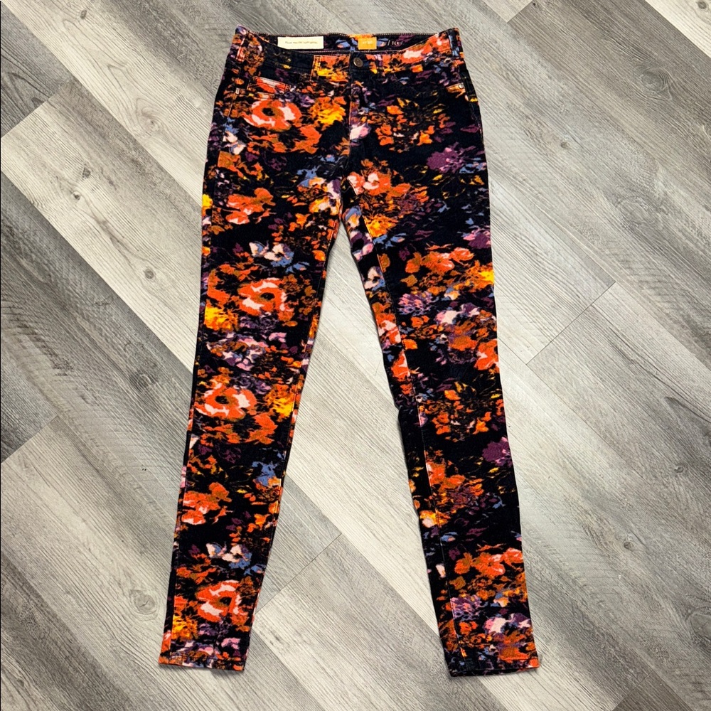 Anthropologie - Pilcro Letterpress floral corduroy jeans denim pants bottoms